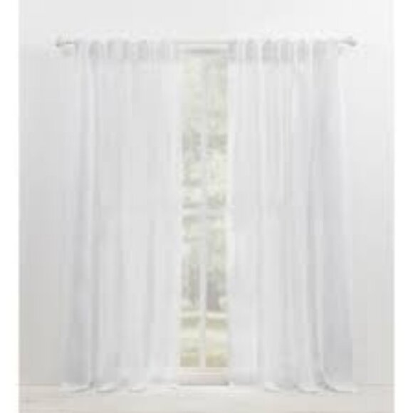 NEW Lauren Ralph Lauren Engel Back Tab Panel White Curtain 96" L x 54" W - Picture 1 of 4